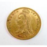 Half Sovereign 1890 Queen Victoria Shield back gold coin: