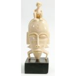 19th century carved ivory African tribal mask: Height 19cm. Please note that as this contains