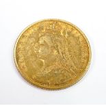 Half Sovereign 1892 Queen Victoria Shield back gold coin: Jubilee head.