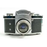 Exakta II Vintage 35mm SLR film camera: Carl Zeiss Jena Tessar 1:35mm lens fitted.