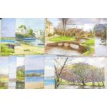 10 x Reginald Johnson watercolours: Includes Mow Cop, Anglesey, Prees, Upper Slaughter etc. 4