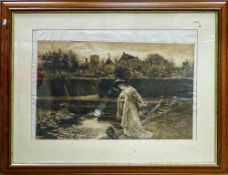 Herbert Dicksee etching THE WISHING POOL: Frost & Reed 1904, measures 50cm x 70cm excluding any