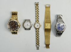 A collection of mainly gentlemans wristwatches: Including Ingersoll Gems Pilot watch, Slazenger,