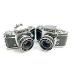 Exakta Varex VX IIa & IIb vintage 35mm SLR film cameras: Carl Zeiss Jena Tessar 2.8/50 lens fitted
