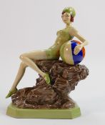 Kevin Francis limited edition lady figure Beach Belle: Green costume, boxed with cert.