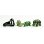 A collection of hardstone & jade figures including: Walrus, bears & rhinoceros, tallest 3.5cm (4)