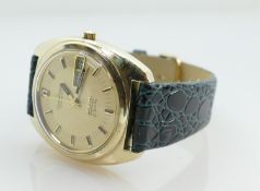 Omega Constellation Electric F300 Hz gentlemans wristwatch: Day date with new leather strap, 3.75