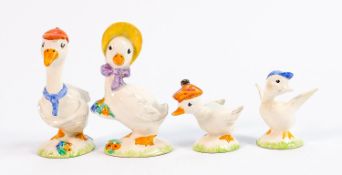 Wade 1950s comical duck family figures: Comprising Dad, Mum, Boy and Girl (boy has neck and wings