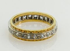 Ladies 9ct gold Eternity ring: Set with white stones, 3.8g, size L/M.