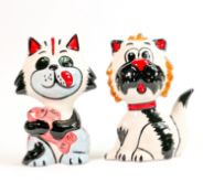 A pair of Lorna Bailey cats Good Catch & Ethan: (signed in red to base).