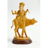 19th century Indian Ivory figure of Ganesh: Damaged noted to right arm with piece present, height