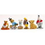 A collection of Wade figures: Comprising Looby Loo/Teddy, Gold Tufty, Pixie and three other figures.