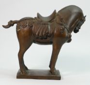 Chinese equestrian bronze of Tang horse: On square base, height 25cm.