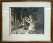 Herbert Dicksee etching HER FIRST LOVE: Measuring 48cm x 59cm excluding mount slip and frame.