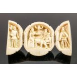 18/19th century Dieppe carved Ivory Triptych with religious scene: Diameter 5cm. Please note that as