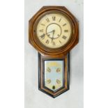 Mahogany drop dial wall clock: Length 82cm.