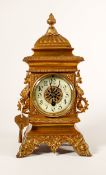 Victorian ornate brass bracket clock: Height 35cm.
