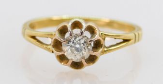 18ct gold solitaire diamond ring: Diamond approx. .25ct, size M, 2.3g.