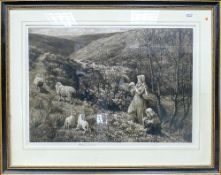 Herbert Dicksee etching PRIMROSE GATHERERS: Frost & Reed 1908, exhibited 1909. Signed in margin in