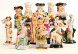 14 x Kevin Francis Peggy Davies mini guild pieces figures & toby jugs: Including 6 toby jugs -