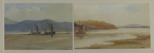 R Allen, two watercolour paintings of coastal scenes: Robert Allen was a Doulton artist 1870 to