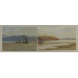 R Allen, two watercolour paintings of coastal scenes: Robert Allen was a Doulton artist 1870 to