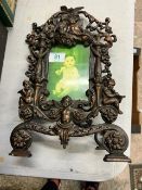 Large Bronzed Free Standing Picture Frame: height 35cm