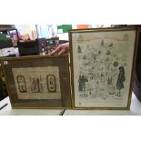 Framed map of Stafford: together with an Egyptian themed framed print (2).
