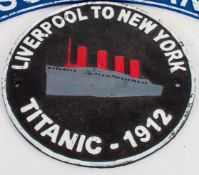 Titanic 'Liverpool to New York' Cast Iron Sign