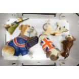 A collection of Resin & Pottery Bulldog & Dog Figures: