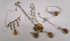 A collection of 925 Sterling Silver necklaces, pendants and bracelets: total weight 76.7g.