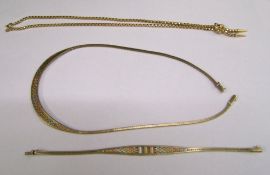 2 x 9ct gold necklaces and a bracelet: total weight 35.8g.