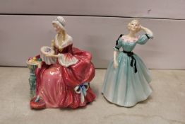 Royal Doulton figurines: Penelope HN1901 & Celeste HN2237 (2).