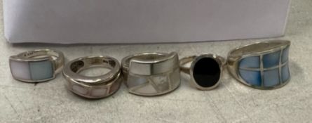 5 x 925 Sterling Silver rings: total gross weight 29.1g