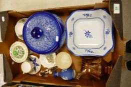 A mixed collection of items to include: large Sylvac lidded bowl, Spode Gloucester pattern fruit