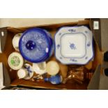 A mixed collection of items to include: large Sylvac lidded bowl, Spode Gloucester pattern fruit