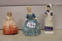Royal Doulton figurines: Rose HN1368, A Child from Williamsburg HN2154 & Anna HN2802 (3).