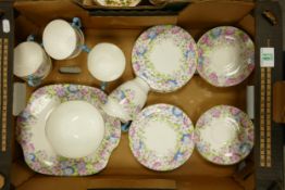 Crown Staffordshire Floral Decorated Tea Set:
