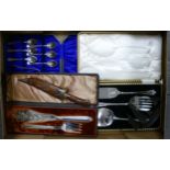 A mixed collection of items to include: cased Silver plated Cutlery, similar Serving set & Arabic