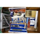 A mixed collection of items to include: boxed Cutlery sets, Coasters, Silver Picture frame