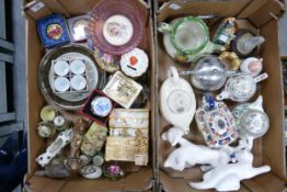 A mixed collection of items to include: Schmid Musical Ornament, Old Tupton Ware tube lined box, Cow