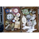 A mixed collection of items to include: Schmid Musical Ornament, Old Tupton Ware tube lined box, Cow