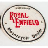 Authorized Royal Enfield Motorcycle Dealership Logo - Cast Iron wall Sign Plaque