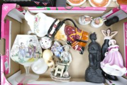 A mixed collection of items to include: Beefeater Toby Jug, Resin figures, large ornamental Oriental