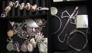 A collection of 925 Sterling Silver pendants, bracelets, necklaces: total weight 291.4g.