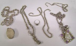 A collection of 925 Sterling Silver necklaces: total weight 161.4g.