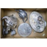 A mixed collection of items to include: Silver Plated Tea Service , Bone Napkin Rings, similar