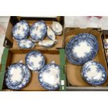 A large Collection of JHW Hanley Flow Blue Patterned Early 20th Century Dinner Ware including: