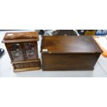 Large Oak Box: together with Wooden Jewelry Case(2)