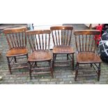 Set of 4 oak dining chairs: